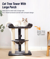 Happi N Pets cat tree large bed offers generous space and a window view for lounging.