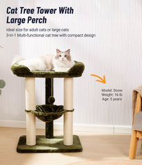 Happi N Pets cat tree wide bed offers ample lounging space and window views.