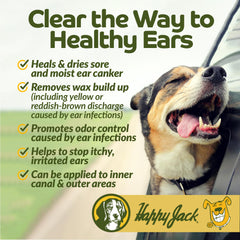 Happy Jack powder dispense scoop demonstrates easy, precise application for dogs