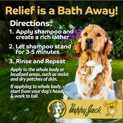 Dog coat before and after using Happy Jack Itch No More