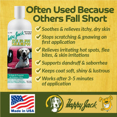 Spot treatment area with Happy Jack Itch No More on irritated skin