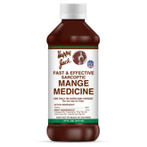 Happy Jack Mange Medicine bottle for dogs and horses, soothing external skin irritation.