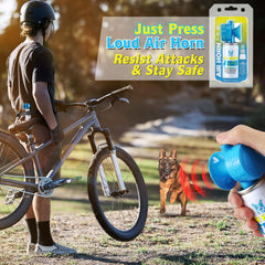 HappyAlley air horn blue activate action demonstrates one-handed use