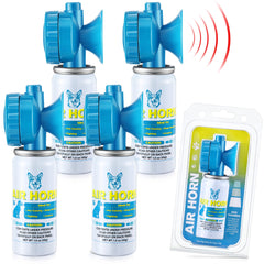 HappyAlley air horn blue front view shows compact safety device for deterrence