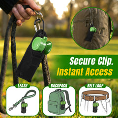HappyAlley compact air horn shows its small size and quick-access design for emergencies.