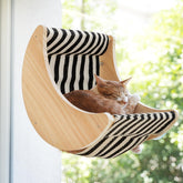 HAPYKITYS Crescent Moon Window Cat Bed offers sunlit lounging with a front-row view.