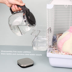 HardcorePet rabbit glass waterer with clear hydration monitoring