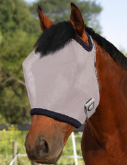 Harrison Howard All Round Mesh Fly Mask close-up shows dense breathable mesh for sun and bug protection