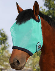 Harrison Howard All Round Mesh Fly Mask front view offers UV protection for sunny rides.