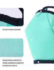 Harrison Howard All Round Mesh Fly Mask UV protection mesh closeup shows durable breathable fabric.