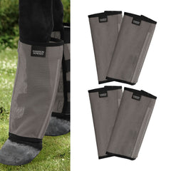 Harrison Howard fly boots showing UV protection and breathable mesh for horse legs