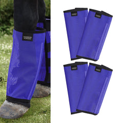 Harrison Howard fly boots with UV-protective mesh for breathable leg protection during sunny days.