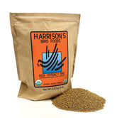 Harrison's High Potency bag label signals premium organic nutrition for small to medium birds
