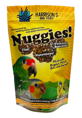 Harrison's Nuggies treat in bowl boosts enrichment for small birds.