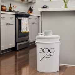 Harry Barker Classic White Canister airtight-lid protects kibble from moisture and pests