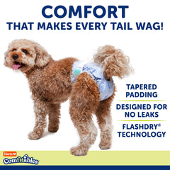 Hartz Comfitables diapers absorbent core keeps your pet dry and comfortable