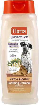 Hartz Groomer's Best Oatmeal Shampoo bottle front for gentle cleansing and hydration.