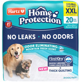 Hartz Home Protection XXL dog pads in packaging with Mountain Fresh scent provide odor control.