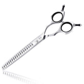 Hashimoto chunker scissors with 19 teeth for controlled thinning during grooming.