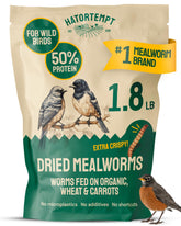 Hatortempt dried mealworms in a 2 lb bag for protein-packed poultry feeding
