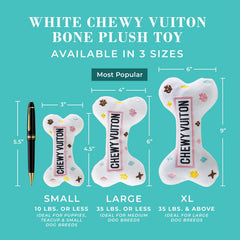 Haute Diggity Dog Chewy Vuiton Bone toy with embroidered details for stylish charm