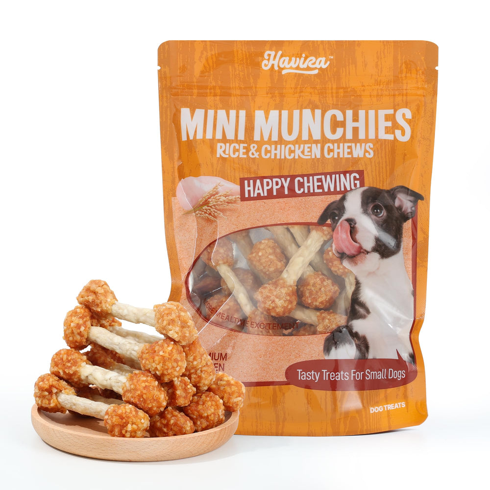 Havira training treats mini dumbbells in a resealable pouch for small-dog rewards