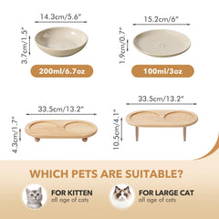 Havniva bowls on a two-height stand adapt to growing kittens and senior cats.