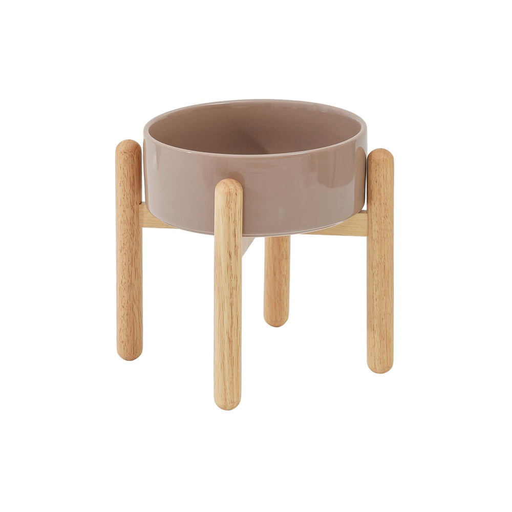 Havniva ceramic raised dog bowl with stand in brown coffee finish for easy meals