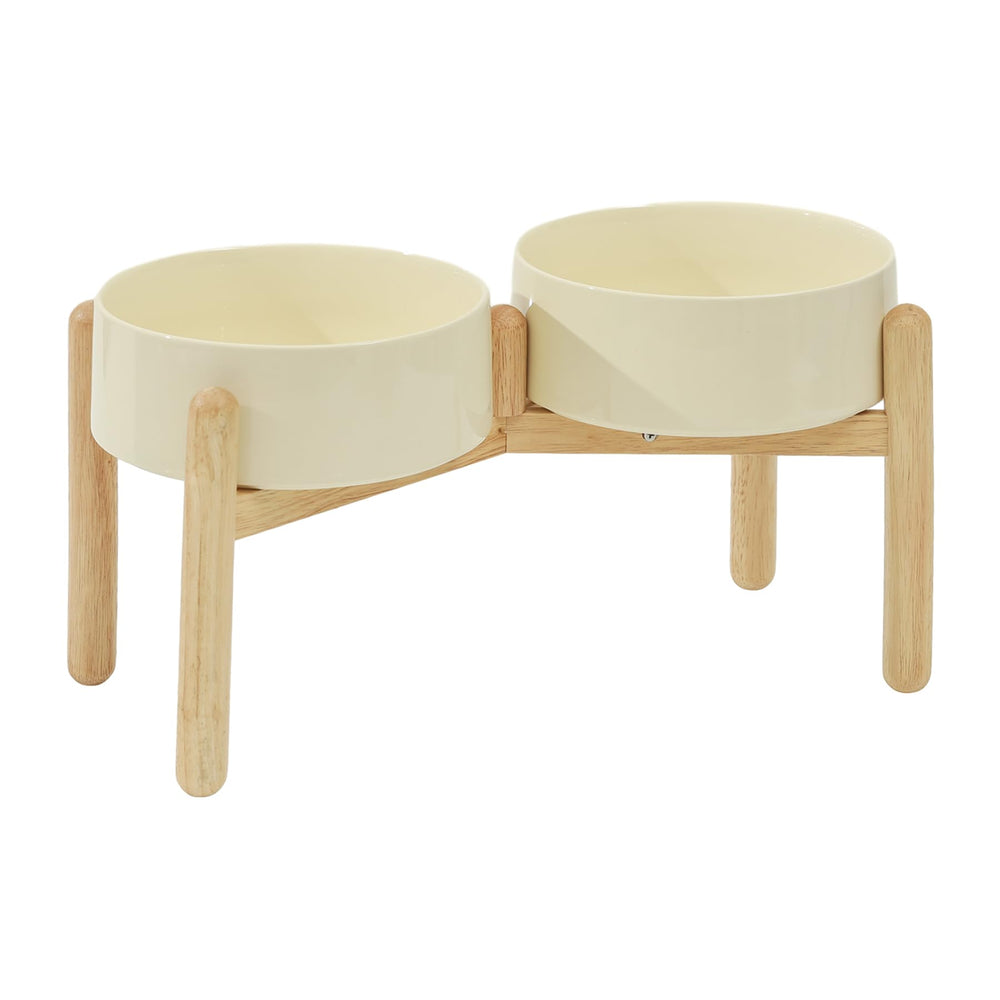 Havniva ceramic raised dog bowl with stand assembly for easy feeding.