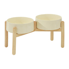 Havniva ceramic raised dog bowl with stand assembly for easy feeding.