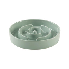 Havniva ceramic slow-feeder bowl with ridges slows eating for mindful meals.