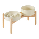Havniva ceramic slow-feeder dish with raised stand for paced meals.