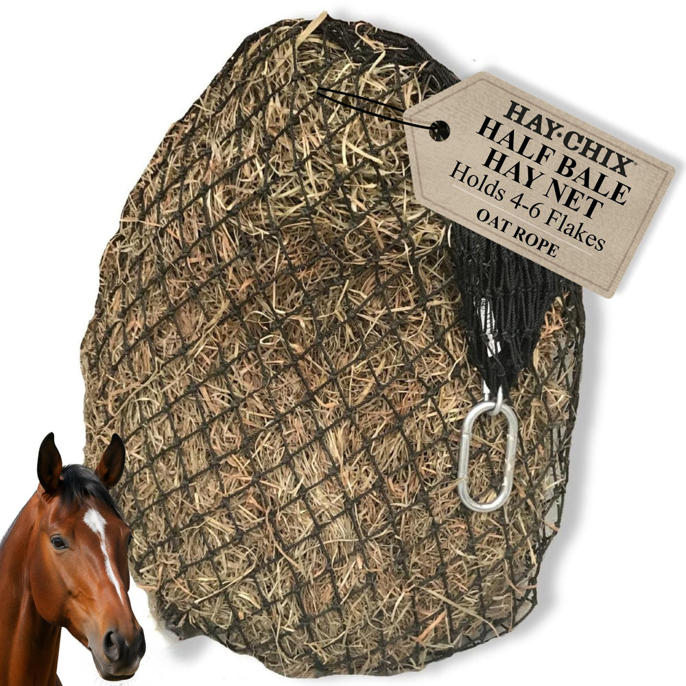 Hay Chix hay net for horses in stall hanging setup reduces waste