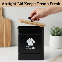 HB Design Co 12 cup capacity dog cookie jar stores plenty of treats