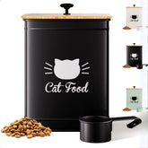 HB Design Co cat food container with airtight bamboo lid keeps kibble fresh.