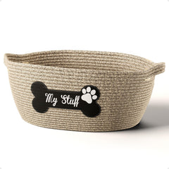 HB Design Co dog toy basket with cotton rope weave for durable toy storage.