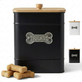 HB Design Co dog treat container with airtight lid shows 8x6-inch footprint for fresh snacks