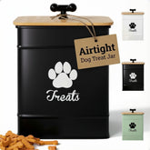 HB Design Co dog treat container with airtight bamboo lid keeps treats fresh