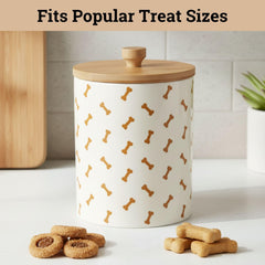 HB Design Co. dog treat container bone-pattern design for stylish storage.