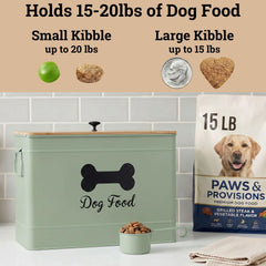 HB Design Co green metal kibble storage with durable, stylish finish.