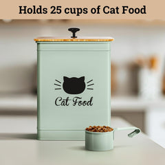 HB Design Co metal scoop hanging on the lid handle for precise portions