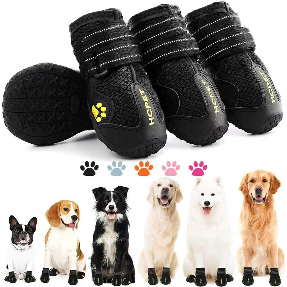 Hcpet dog boots waterproof fabric protects paws on wet ground during outdoor walks.