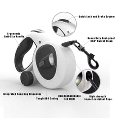 HCY&WLD LED light on retractable leash helps evening or dawn strolls.