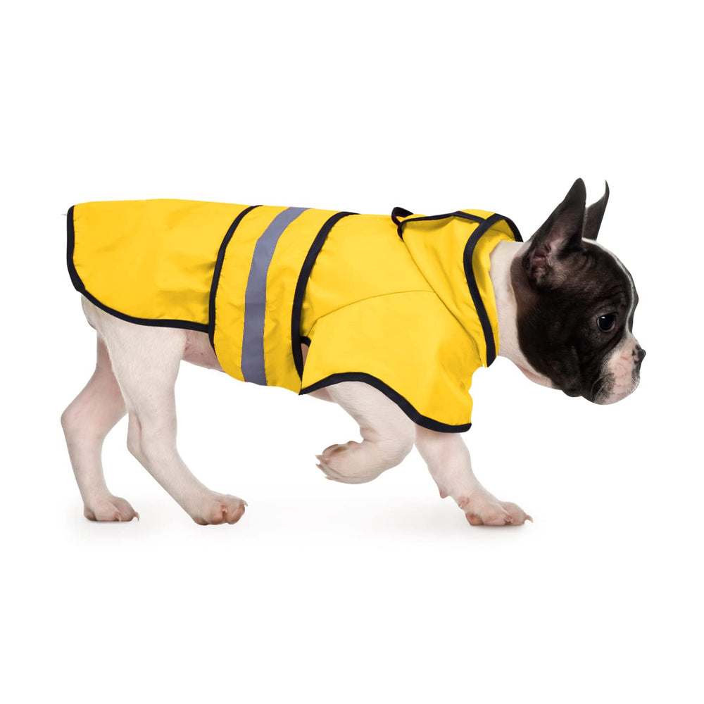 HDE dog raincoat yellow full poncho keeps your pet dry in light rain.