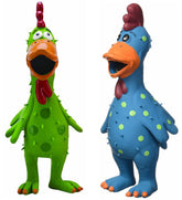 HDP Multipet latex grunting chicken bundle toy for interactive indoor play.