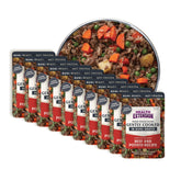 Health Extension gently cooked beef-potato dog food in a bowl for convenient meals.