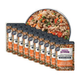 Health Extension Gently Cooked chicken-pumpkin pouch poured into bowl for easy, ready-to-serve meals.