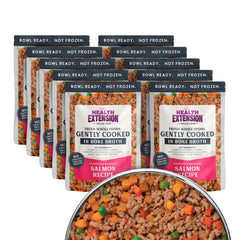 Health Extension gently cooked salmon dog food pouch ready for convenient meals