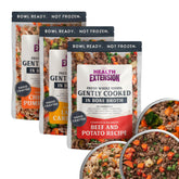 Health Extension Gently Cooked open-pack shows fresh ingredients for dogs