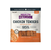 Health Extension Grain-Free Chicken Tenders packaging shown for easy portioning.